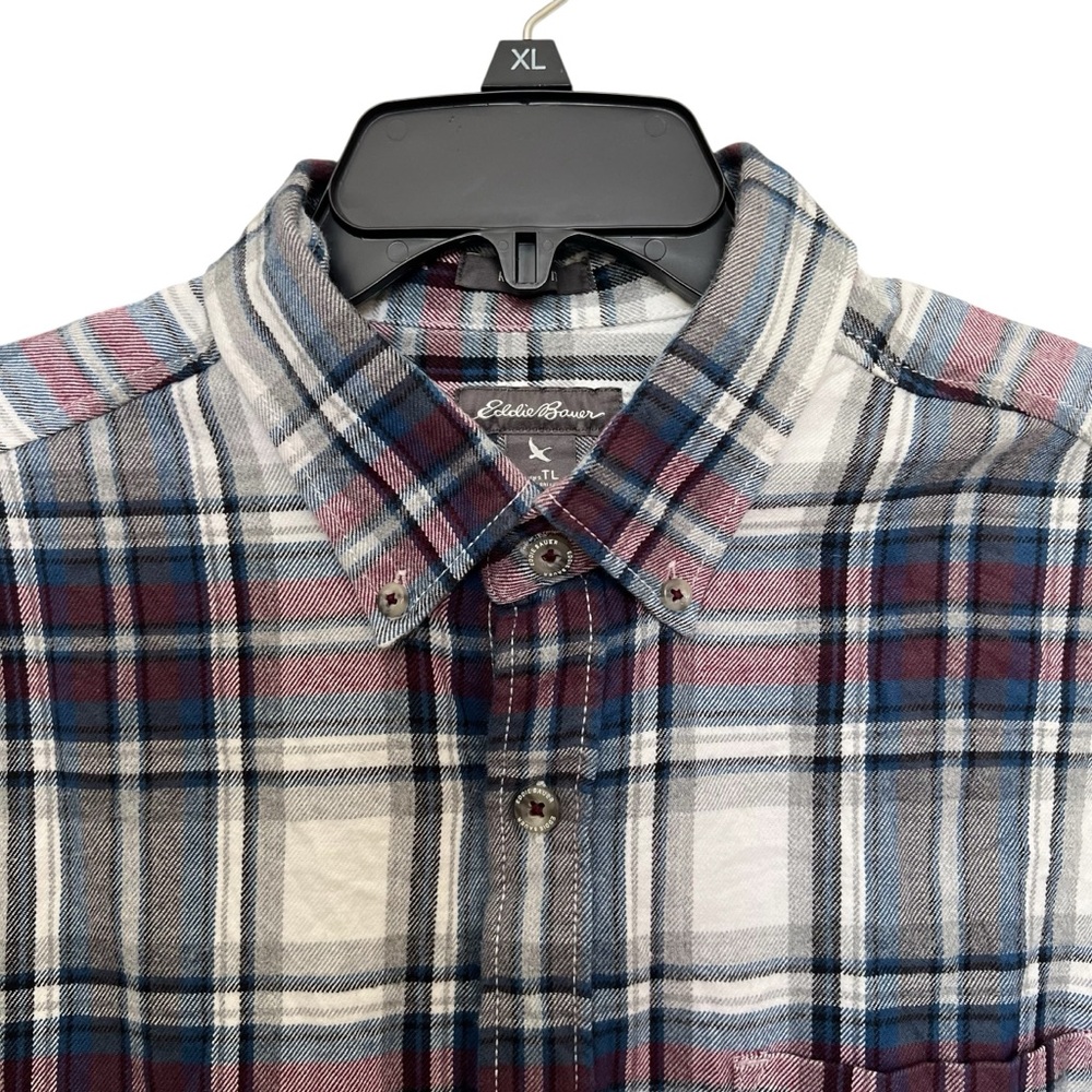 Eddie Bauer Shirt Men's TL Button Down Flannel Long Sleeve‎ Plaid Multicolor